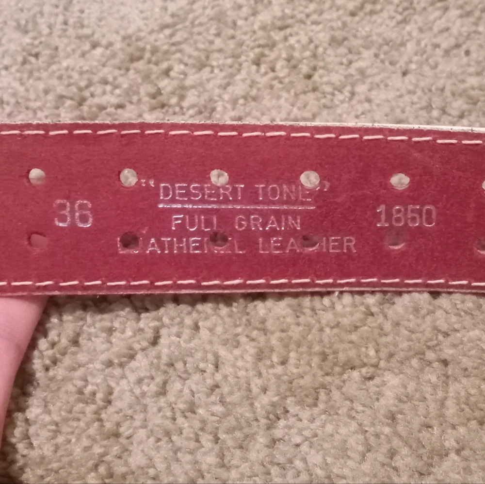 Men's Vintage Belt size 36 Brass Buckle Double Hole 